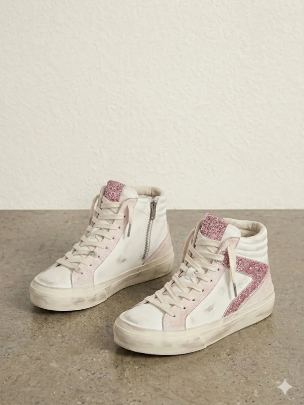 NEW “Dirty By Design” SKECHERS COURT & CLASSIC SKX WHITE AND METALL PINK SZ 7.5